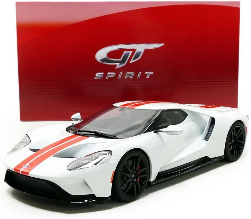 GT Spirit  2017 Ford GT White with Red Stripes 1:18 RESIN