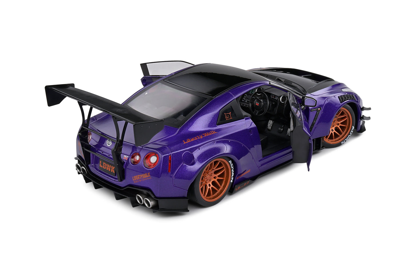 Solido 2022 Nissan GT-R (R35) W/ Liberty Walk Body Kit 2.0 Purple 1:18