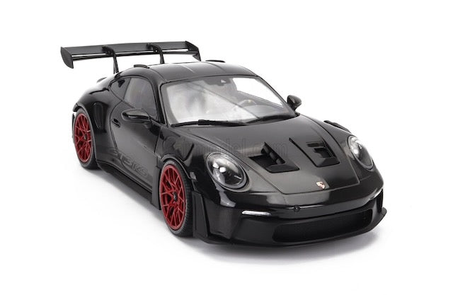 Minichamps 2023 Porsche 911 992 GT3 RS Black w/ Pyro Red Wheels 1:18 SEALED