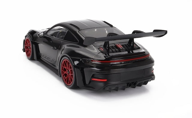 Minichamps 2023 Porsche 911 992 GT3 RS Black w/ Pyro Red Wheels 1:18 SEALED