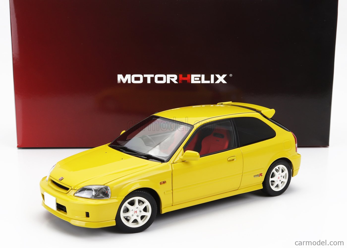 Motor Helix 1999 Honda Civic EK9 Hatchback Sunlight Yellow w/ B16 Engine 1:18 LIMITED