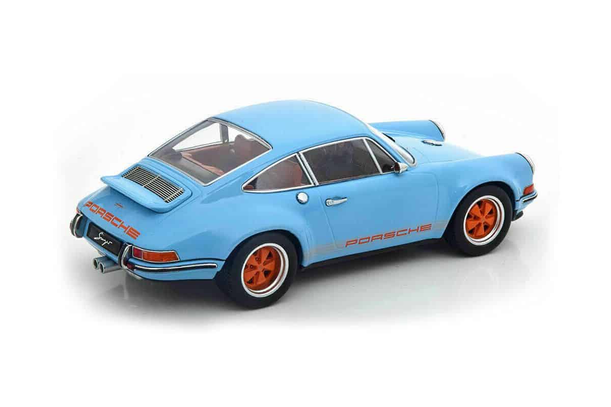 KK Scale 2014 Rendition Porsche 911 by Singer Coupe Gulf Blue w/ Orange Wheels 1:18