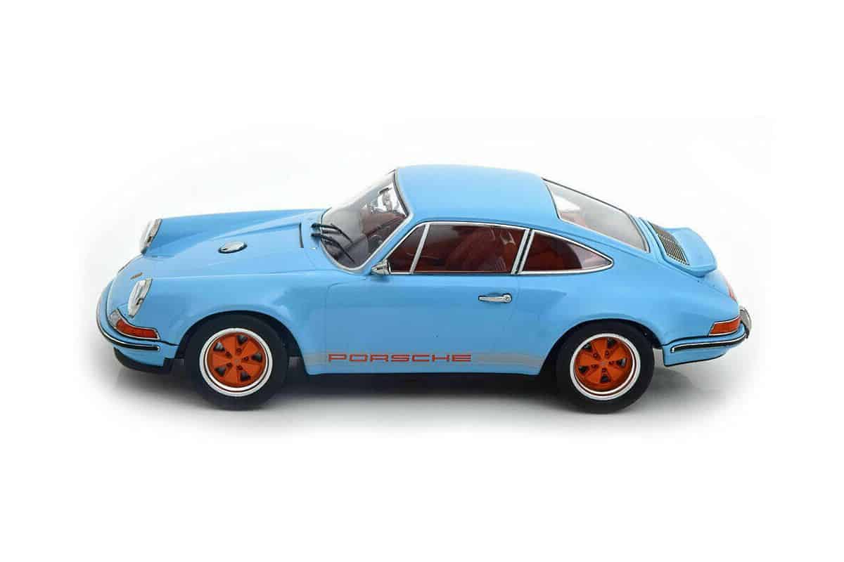KK Scale 2014 Rendition Porsche 911 by Singer Coupe Gulf Blue w/ Orange Wheels 1:18