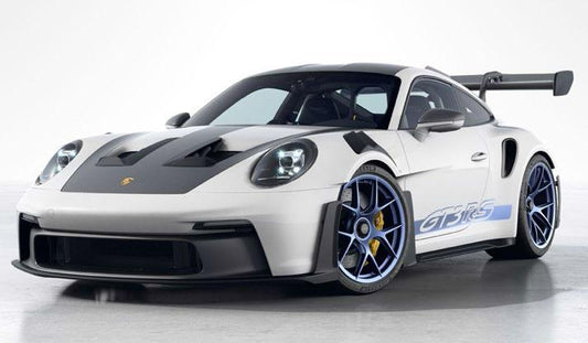 Norev 2022 Porsche 911 992 GT3 RS w/ Weissach Package White w/ Indigo Blue Wheels & Deco 1:18