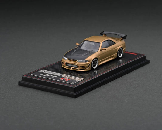 Ignition-Model Nissan Skyline GT-R R33 (BCNR33) RHD Matte Gold w/ Carbon Fiber Hood 1:64