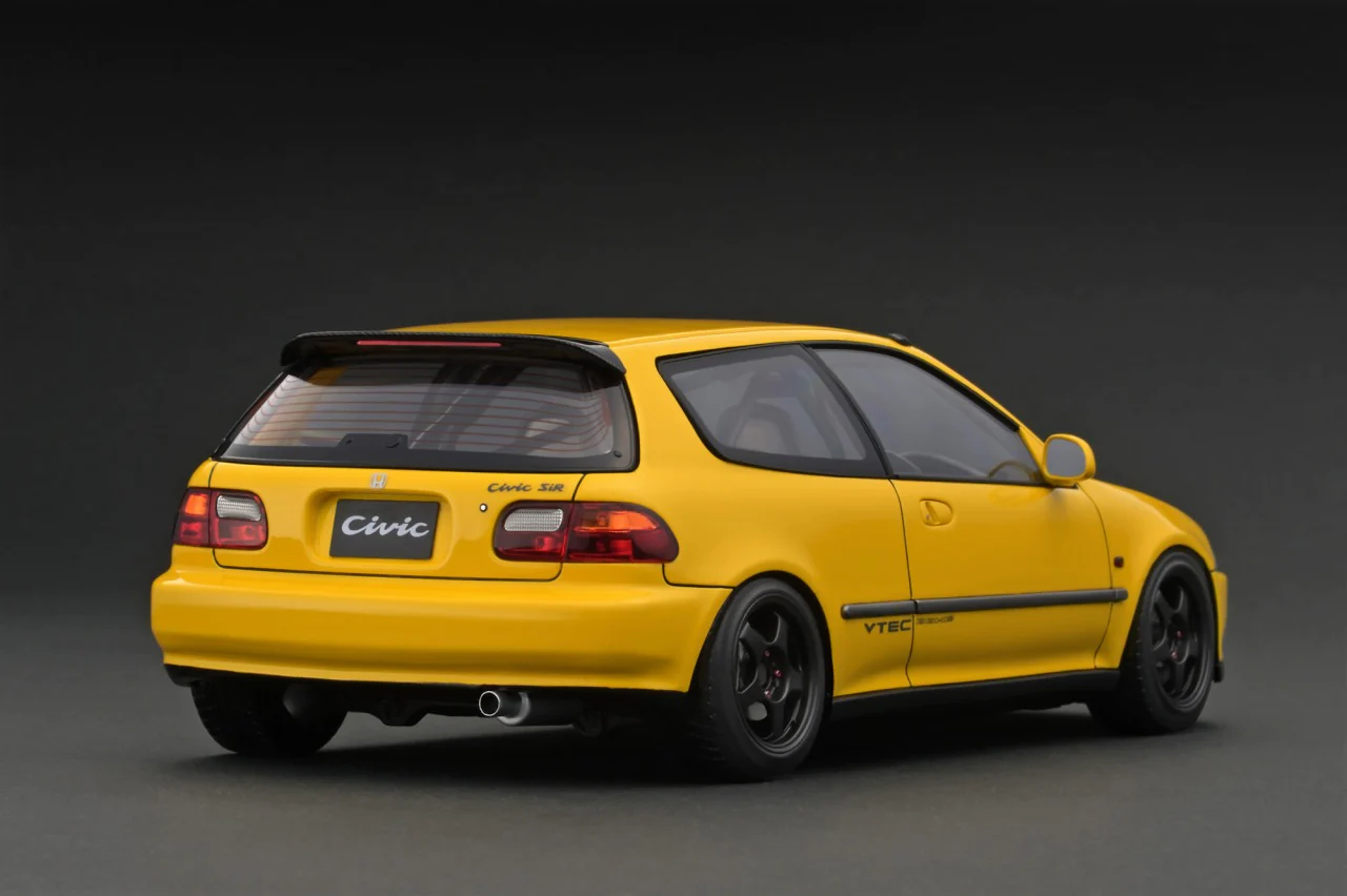 Ignition-Model Honda Civic EG6 Yellow w/ Carbon Fiber Hood 1:18