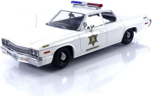 KK Scale 1974 Dodge Monaco Hazzard County Police Cruiser (Dukes of Hazzard) White 1:18