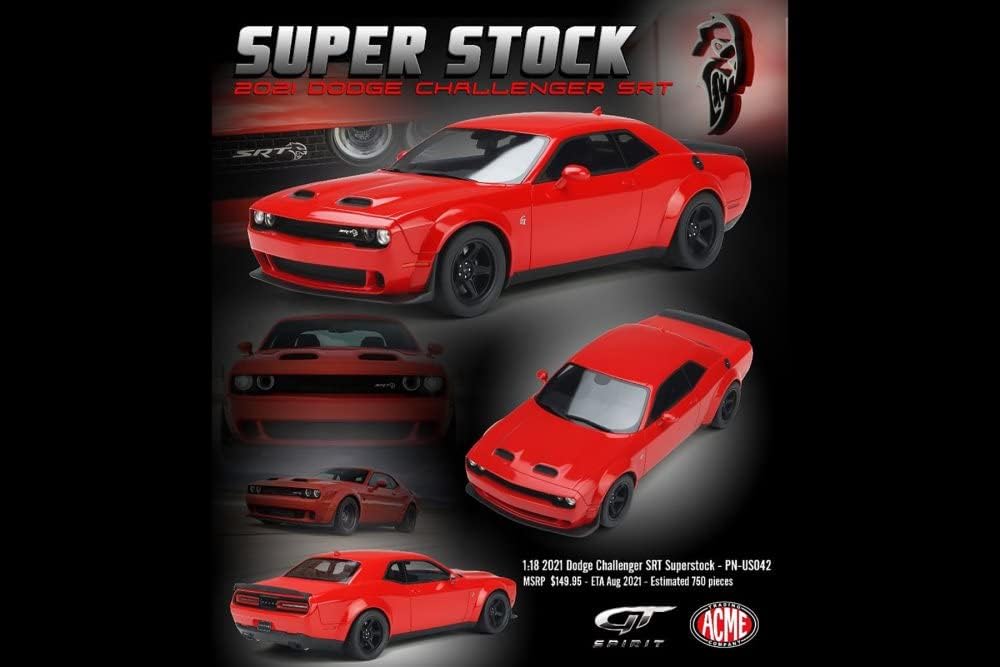 GT Spirit 2021 Dodge Challenger SRT Hellcat Super Stock Red 1:18