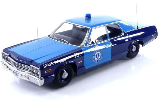 KK Scale 1974 Dodge Monaco Massachussetts State Police Cruiser 2-Tone Blue 1:18