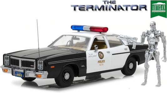 Greenlight 1977 Dodge Monaco LAPD Police Cruiser from Terminator Movie Black/White 1:18