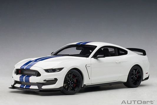 AUTOart Ford Shelby Mustang GT350-R Oxford White w/ Lightning Blue Stripes 1:18
