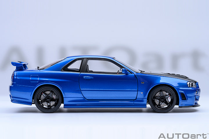AUTOart 2001 Nissan Skyline GT-R (R34) Z-Tune Bayside Blue w/ Carbon Fiber Hood 1:18