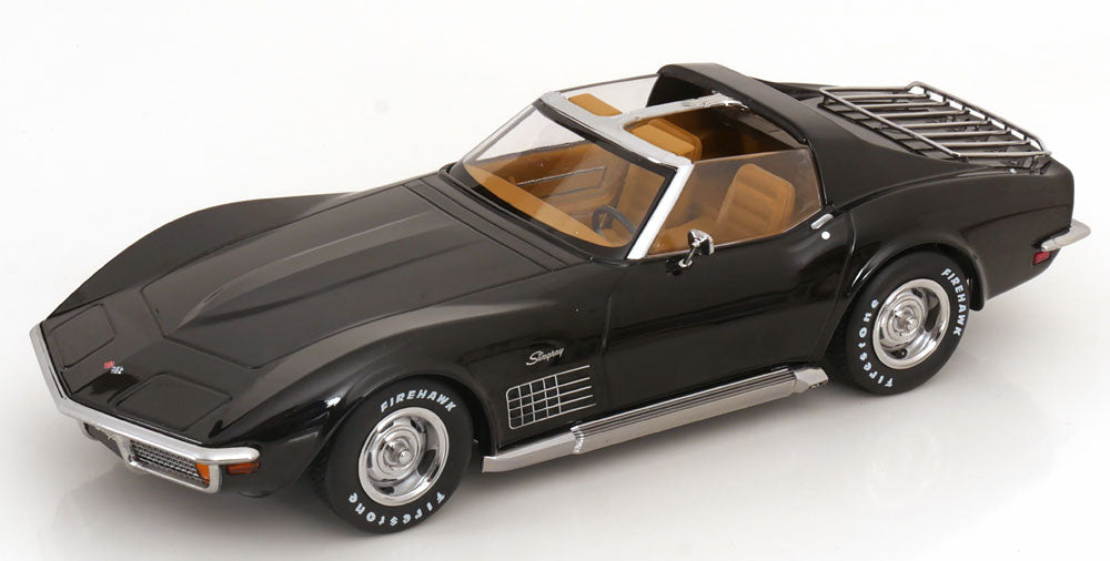 KK Scale 1972 Chevy Corvette C3 Stingray Black (w/ Removable T-Tops) 1:18