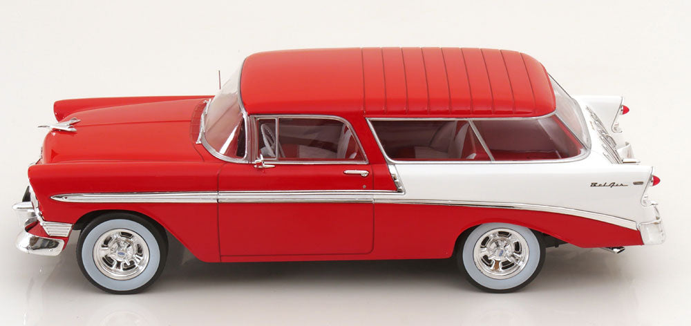 KK Scale 1956 Chevrolet Bel Air Nomad Custom Red and White 1:18