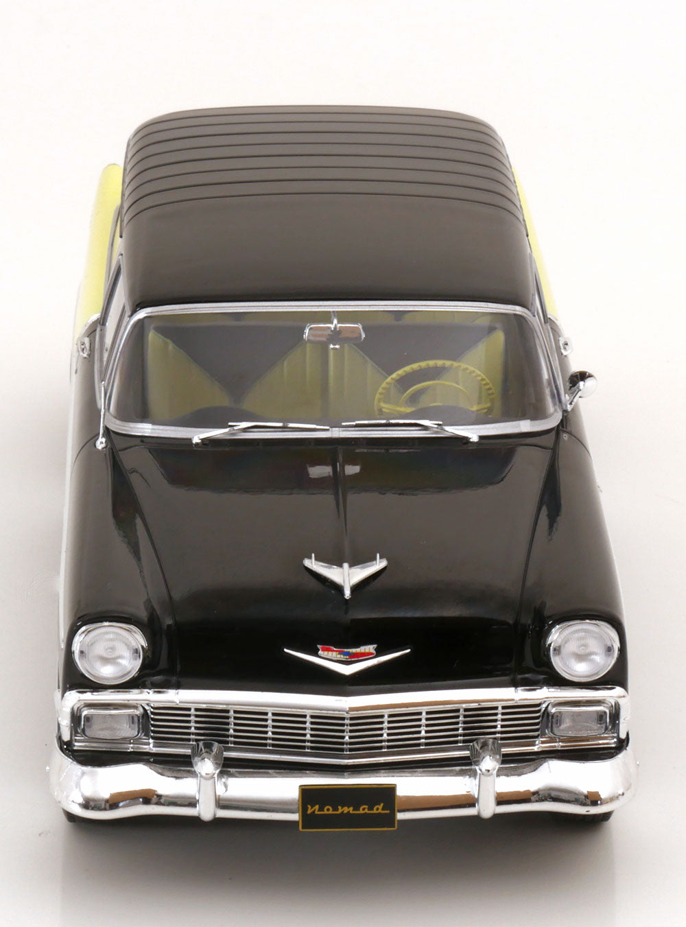 KK Scale 1956 Chevrolet Bel Air Nomad Custom Black and Light Yellow 1:18