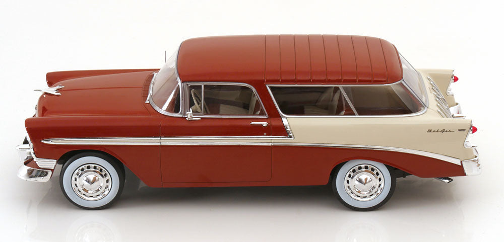 KK Scale 1956 Chevrolet Bel Air Nomad Custom Brown Metallic and Creme 1:18