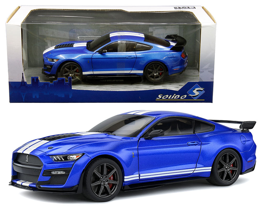 Solido 2020 Ford Shelby Mustang GT500 Blue w/ White Stripes 1:18