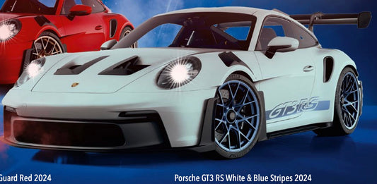 Solido 2024 Porsche 911 992 GT3 RS White w/ Indigo Blue Wheels and Deco 1:18