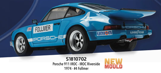 Solido 1974 Porsche 911 IROC Riverside No 4 Follmer IROC Blue 1:18