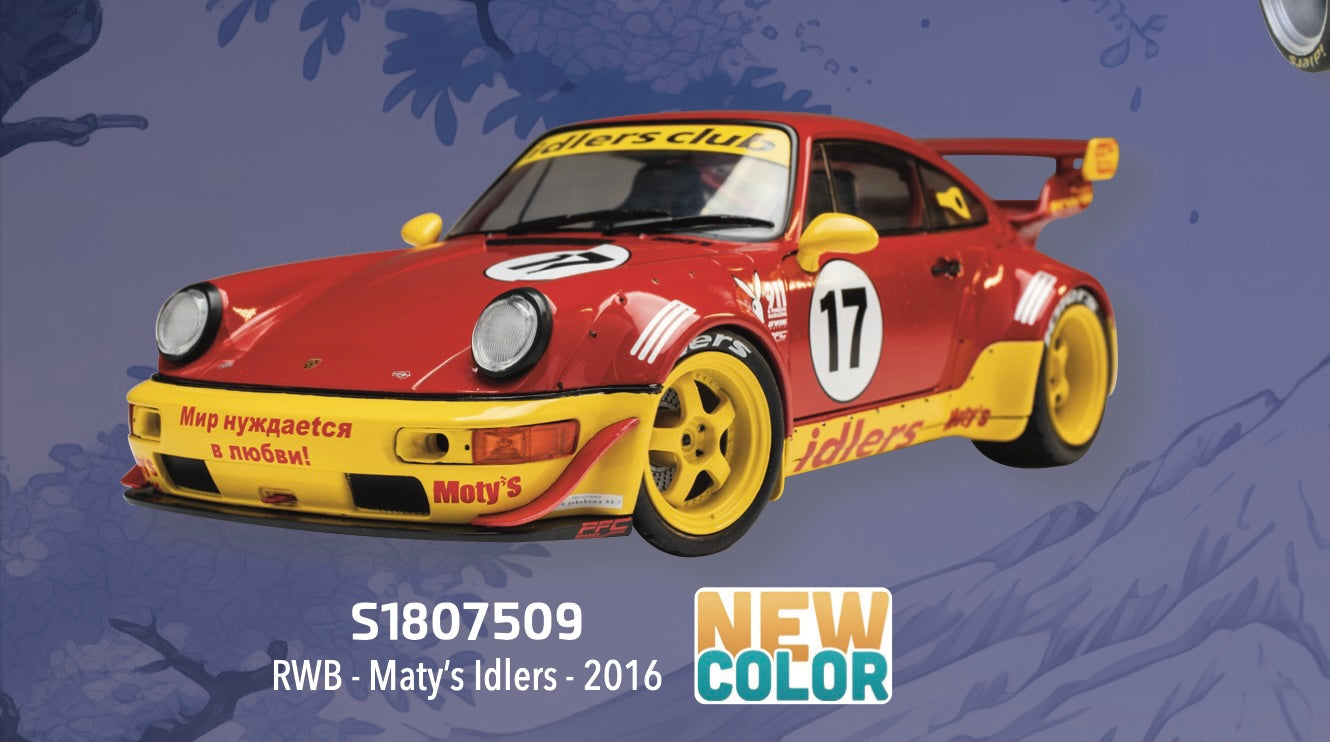Solido 2016 Porsche 911 964 RWB Maty's Idlers No 17 Red and Yellow 1:18