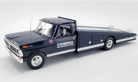 Acme 1970 Ford F-350 Ramp Truck Cobra Powered by Ford Blue 1:18