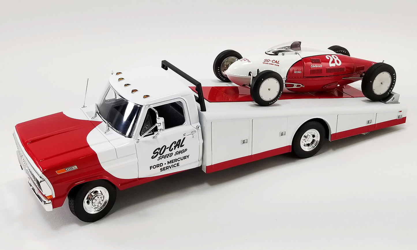 Acme 1970 Ford F-350 Ramp Truck So-Cal Speed Shop White & Red 1:18