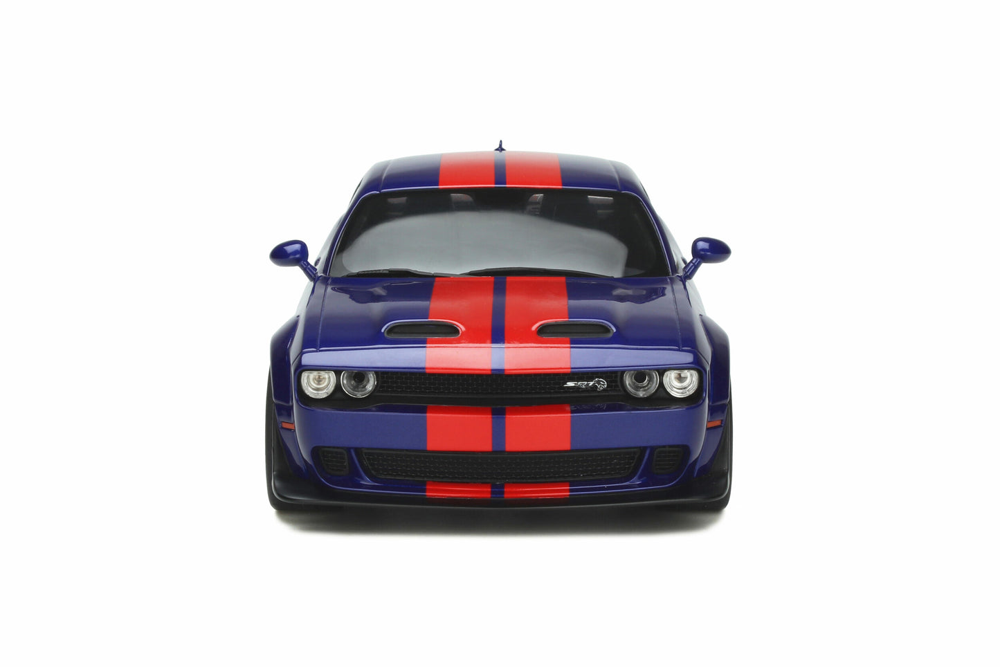 GT Spirit 2021 Dodge Challenger SRT Hellcat Super Stock Indigo Blue w/ Red Stripes 1:18