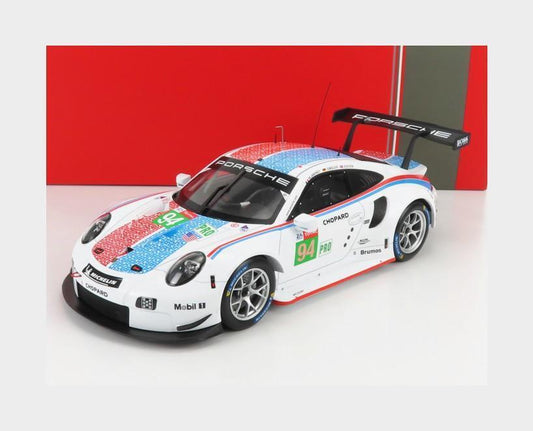 Ixo 2018 Porsche 911 991.2 GT3 RSR No.94 Team Flat-6 Porsche GT 24hr Le Mans Muller, Jaminet, Olsen 2019 White 1:18