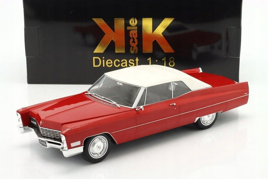KK Scale 1967 Cadillac DeVille Red with White Softtop 1:18
