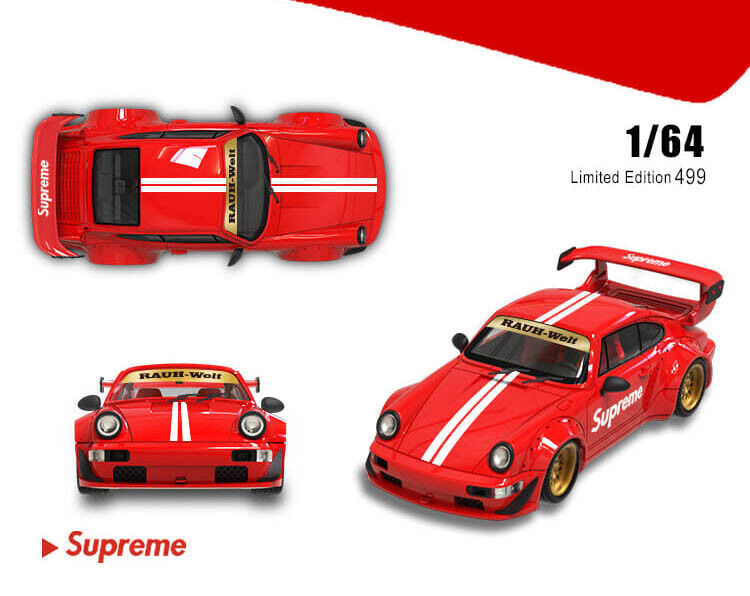 BSC (BriscaleMicro) T1 Van Camper, Trailer, & Porsche 911 964 RWB Set Supreme Livery Red 1:64