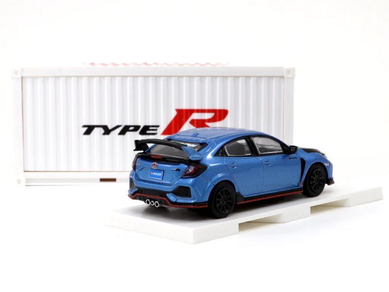 Tarmac FK8 Honda Civic Type R w/ Type R Container Brilliant Blue w/ Black Hood 1:64