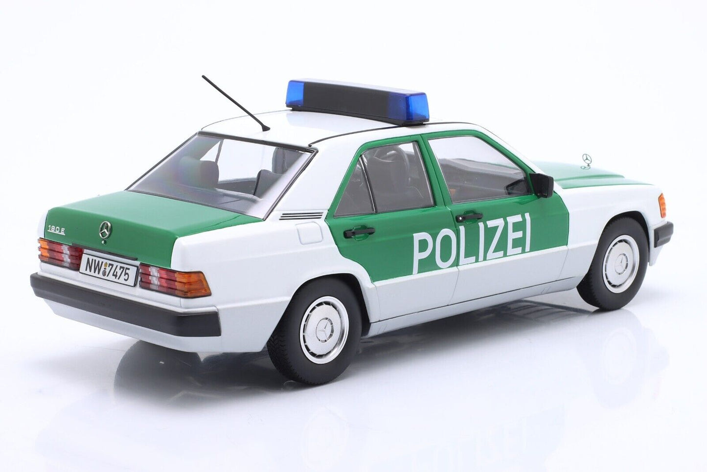 Triple 9 1993 Mercedes-Benz 190 E 2.3 German Police Polizei (W201) White and Green 1:18