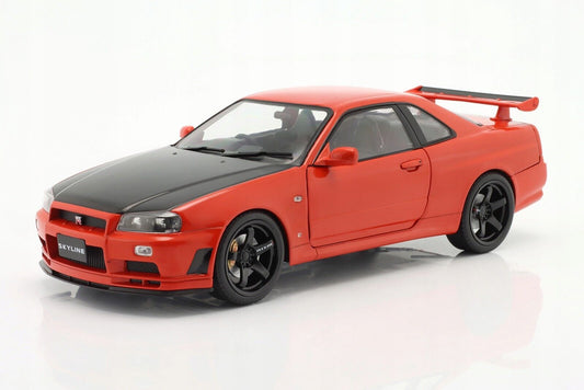 Solido 1999 Nissan Skyline GT-R (R34) Red w/ Black Hood  1:18
